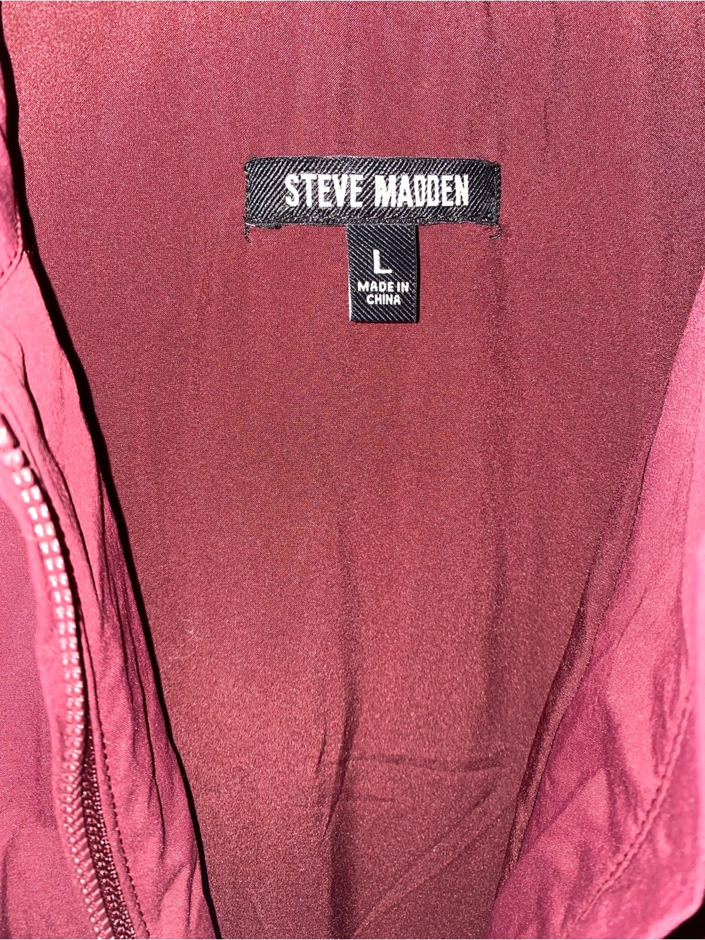 Steve Madden Dyanne Zip Front Bubble Mini Dress Deep Fig Wine Size L - Picture 2 of 4